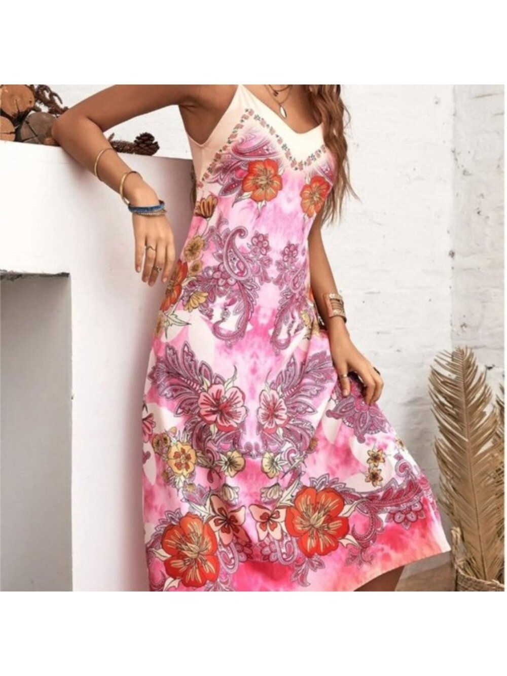 Floral Print Tie Shoulder Cami Dress - Picture 3 of 7
